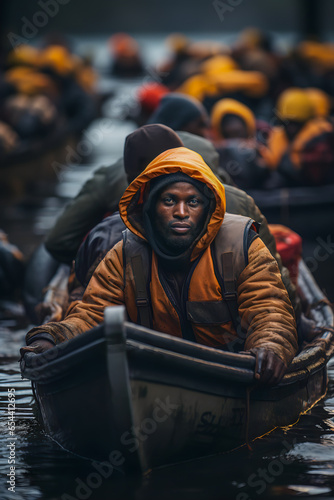 Migrants fleeing on boats