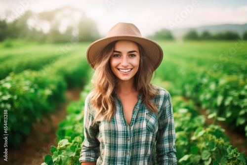 Young caucasian woman working on an organic farm