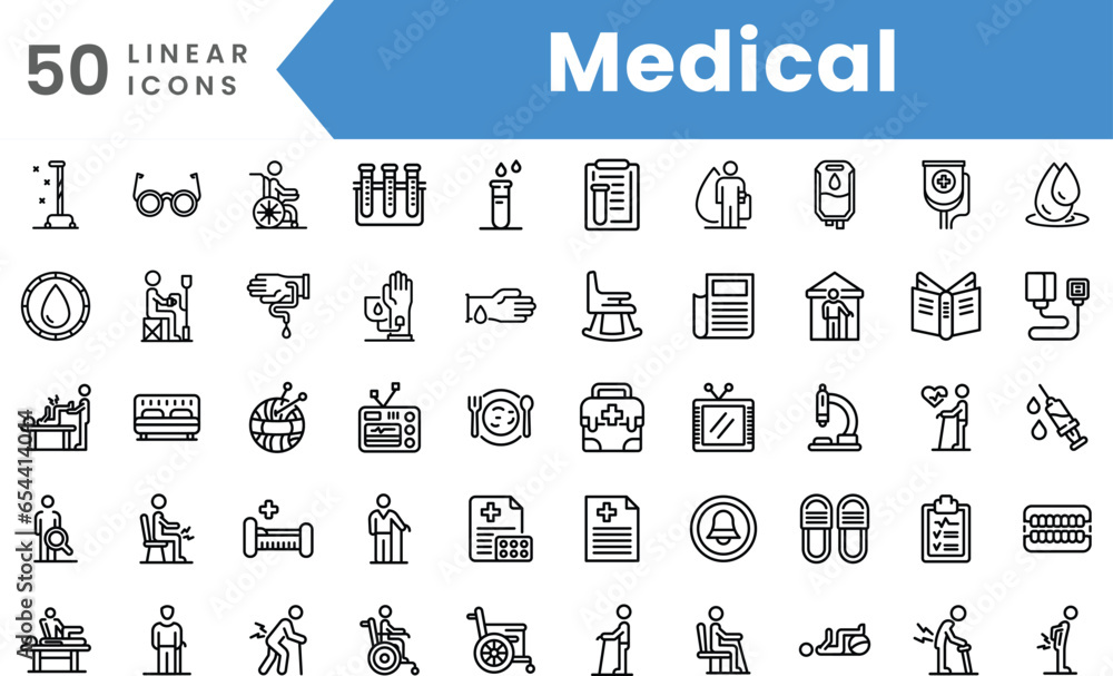 Set of linear Medical icons. Outline style vector illustration