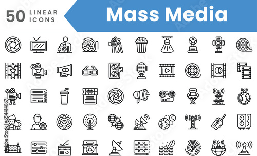 Set of linear Mass icons. Outline style vector illustration