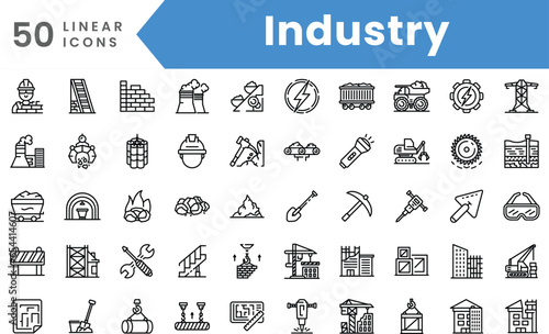 Set of linear Industry icons. Outline style vector illustration