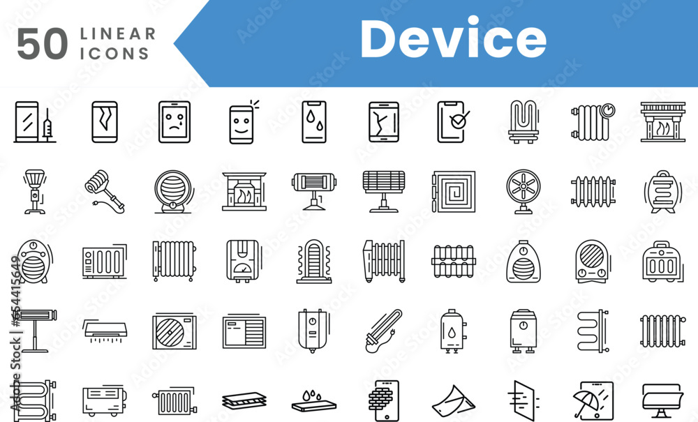 Set of linear Device icons. Outline style vector illustration
