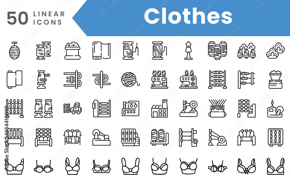 Set of linear Clothes icons. Outline style vector illustration