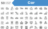 Set of linear Car icons. Outline style vector illustration