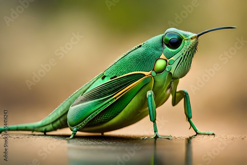 green grasshopper on a ground
