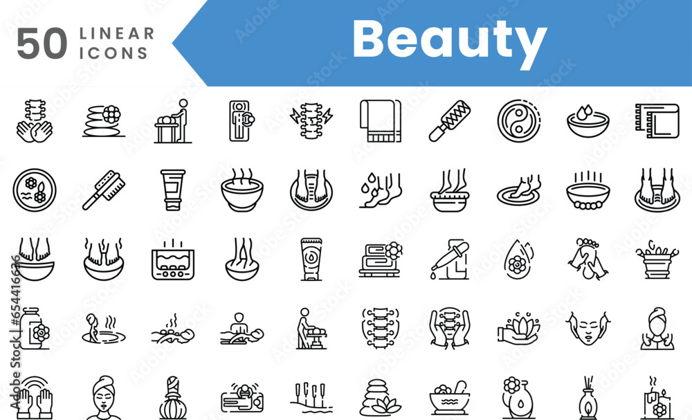Set of linear Beauty icons. Outline style vector illustration