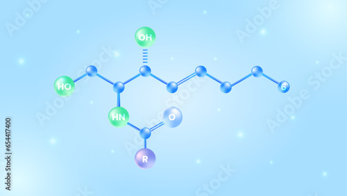 Ceramide Chemical Molecule Illustration 3d