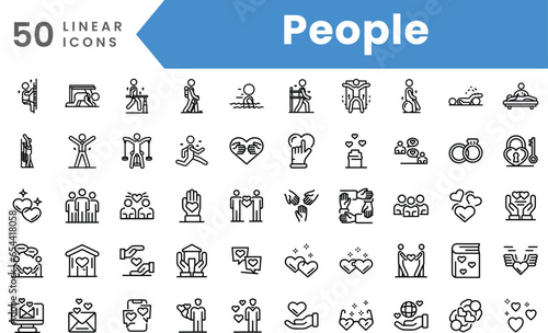 Set of linear People icons. Outline style vector illustration
