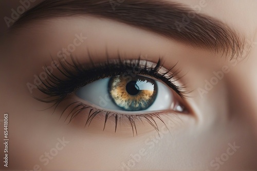 Close-up detail of a beautiful female eye, fashion natural makeup