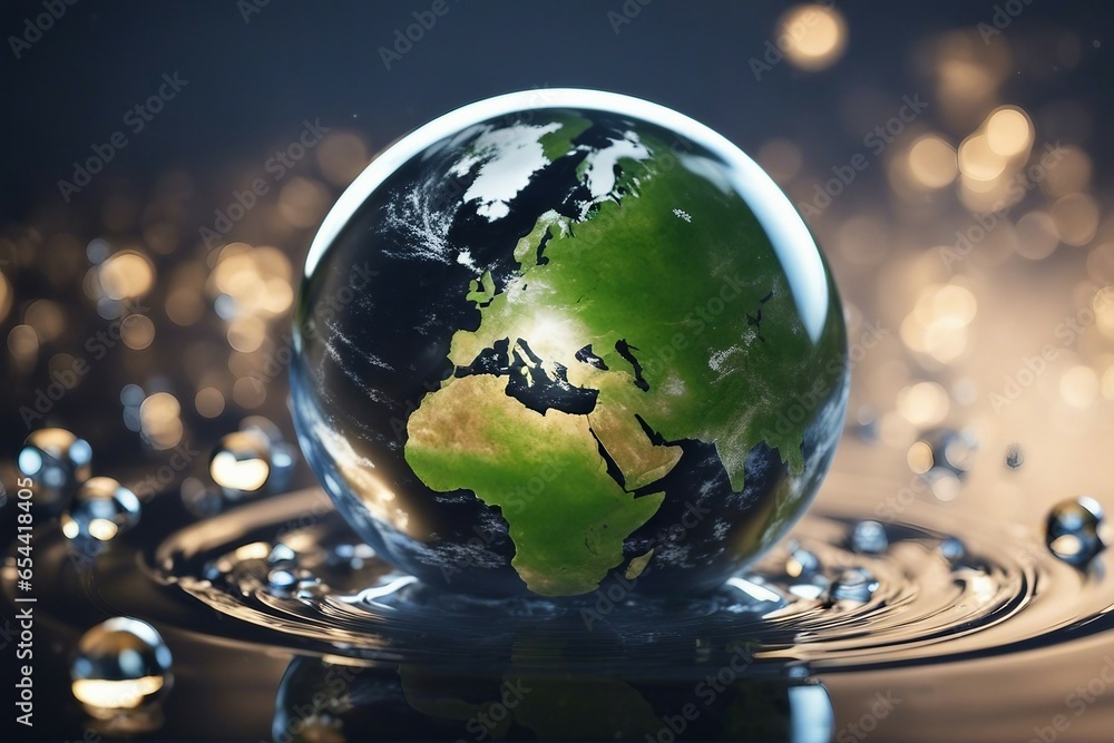 Earth Day. Planet mother earth globe. World in a droplet of water. Background wallpaper