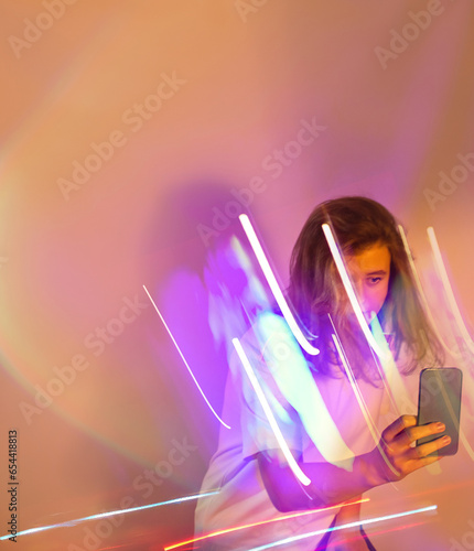 Smart technology concept and XR extended reality on smartphone. XR extended reality content on phone.