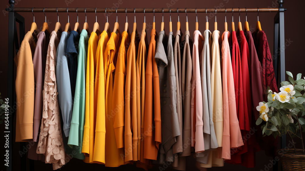 Collection of clothes hanging on rack Collection of clothes hanging on rack