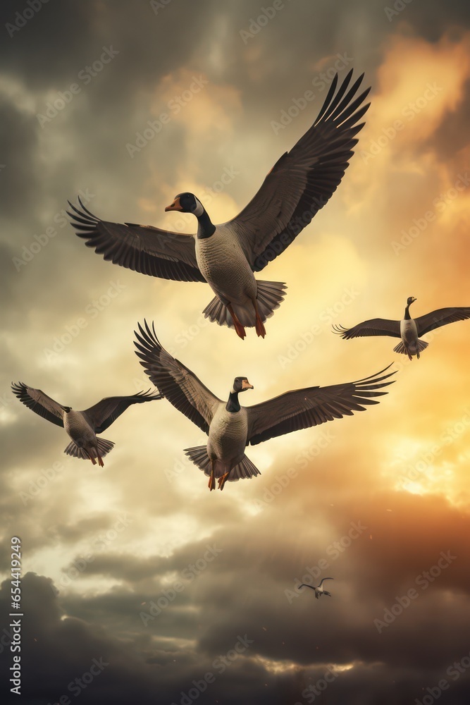 Obraz premium pelicans in flight