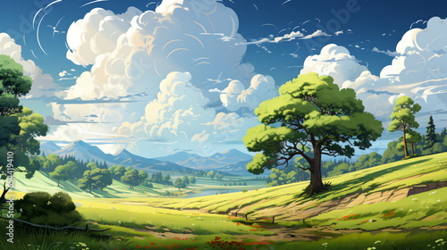 landscape with trees and sky