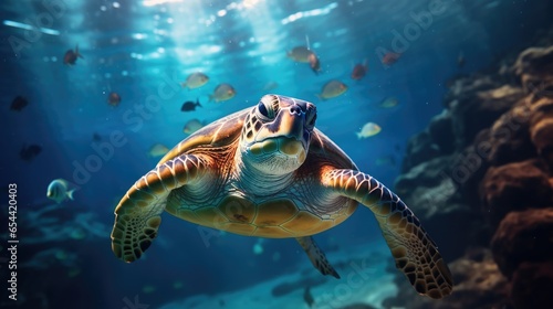 green sea turtle swimming underwater