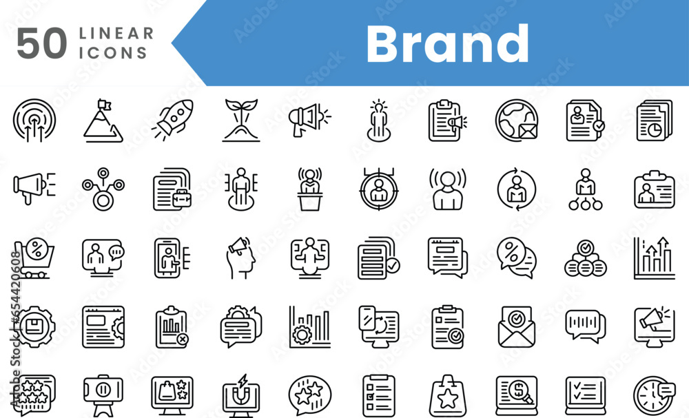 Set of linear Brand icons. Outline style vector illustration