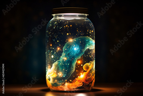 Outer space in closed glass jar
