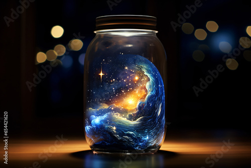 Outer space in closed glass jar
