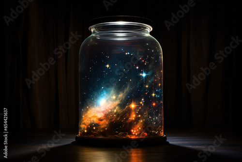 Outer space in closed glass jar
