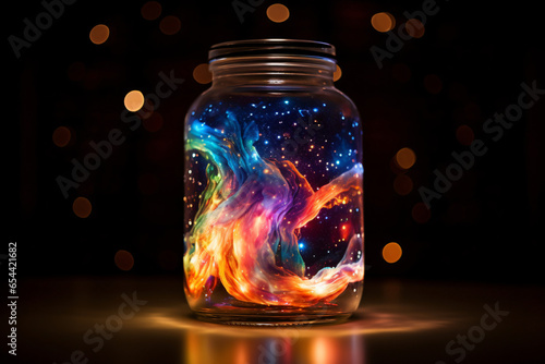 Outer space in closed glass jar