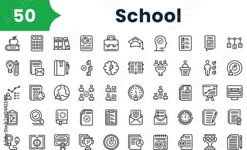 Set of outline school Icons. Vector icons collection for web design, mobile apps, infographics and ui