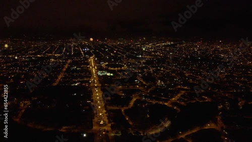 New Years Eve fireworks in Cuenca Ecuador 
seen from an aerial shot