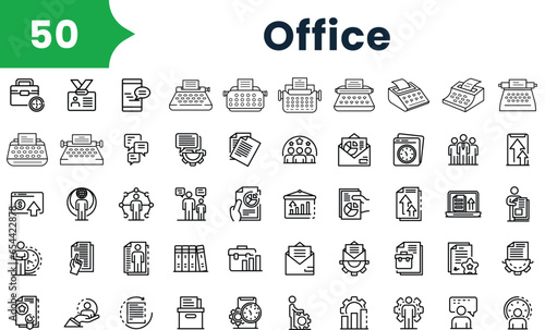 Set of outline office Icons. Vector icons collection for web design, mobile apps, infographics and ui