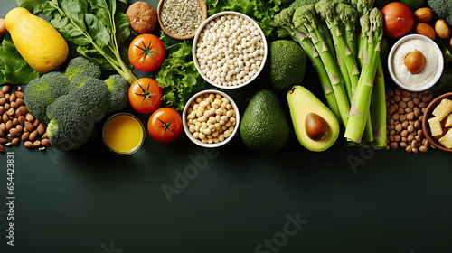Vibrant Vegan Delights. A Bounty of Vegetables and Plant Protein Harmony. Generative AI photo