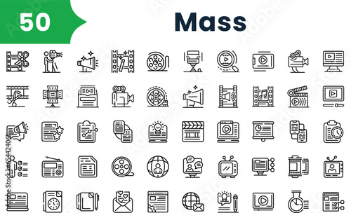 Set of outline mass Icons. Vector icons collection for web design, mobile apps, infographics and ui