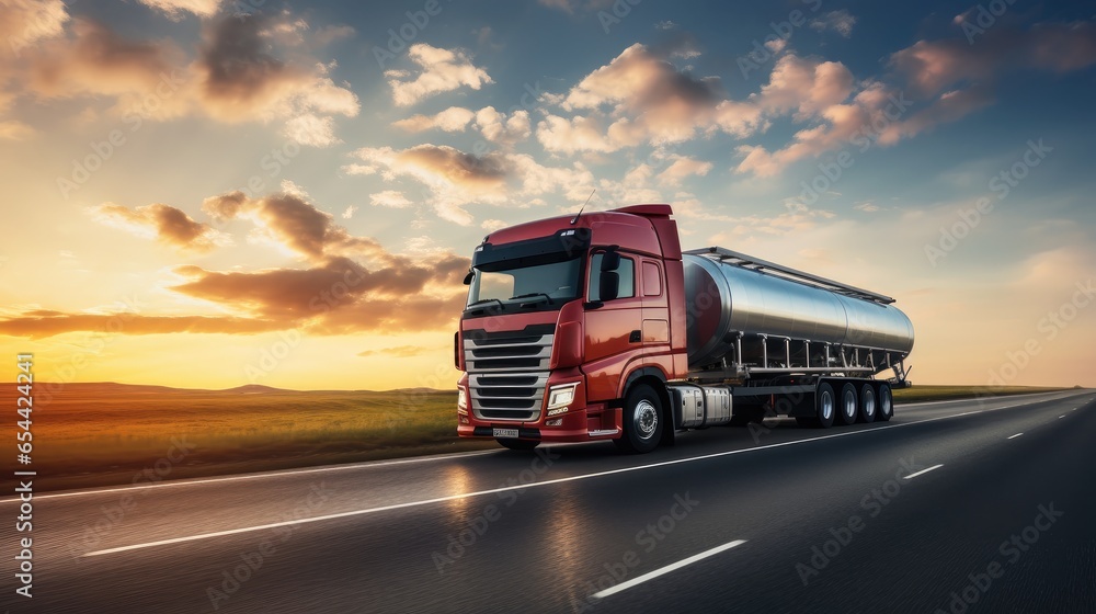 tanker truck in action on the freeway, delivering essential petroleum products. Perfect for transportation and logistics visuals