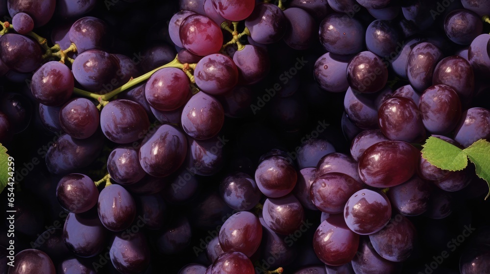 Grapes, berries and leaves