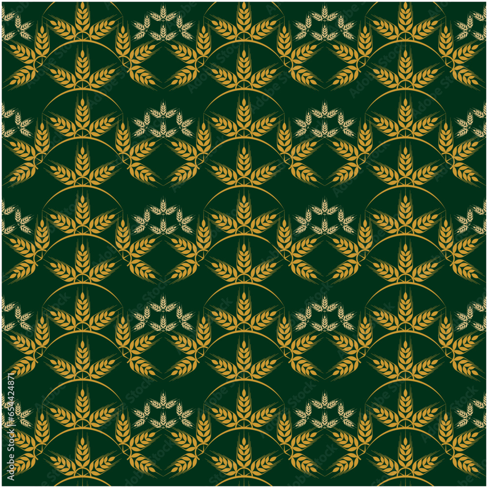 vector pattern seamless of wheat stalks arranged in a semi-circle stacked on top of a dark green background vector pattern seamless of wheat stalks arranged in a semi-circle stacked on top of a dark green background