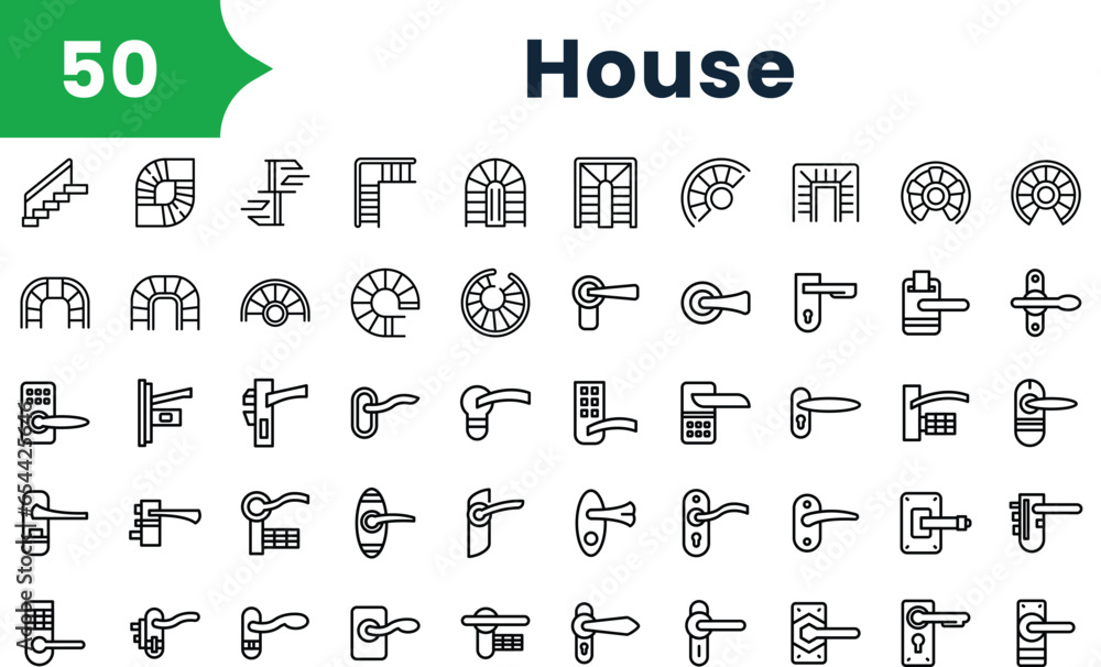 Set of outline house Icons. Vector icons collection for web design, mobile apps, infographics and ui