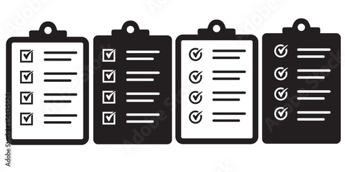 Clipboard checklist  of an approved document. Project completed. Tasks vector icon. Task completed. Vector illustration
