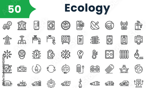 Set of outline ecology Icons. Vector icons collection for web design, mobile apps, infographics and ui