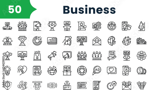 Set of outline business Icons. Vector icons collection for web design, mobile apps, infographics and ui