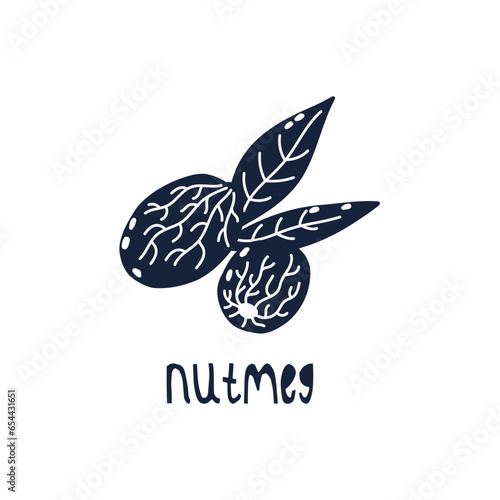 Black and White label spice herb nutmeg