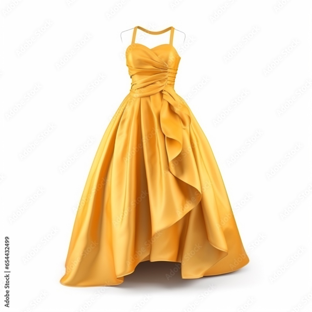 Yellow ball gown dress isolated on white Yellow ball gown dress isolated on white