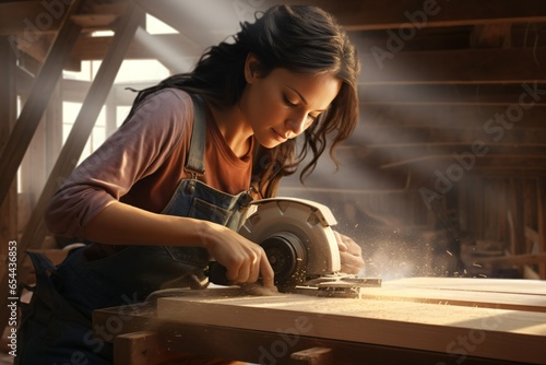 Woman as a carpenter.
