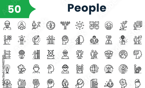 Set of outline people icons. Vector icons collection for web design, mobile apps, infographics and ui