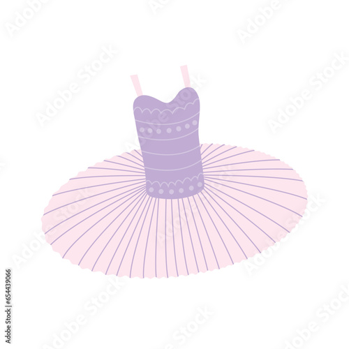 Vector ballet tutu flat illustration. Flat ballet dress illustration