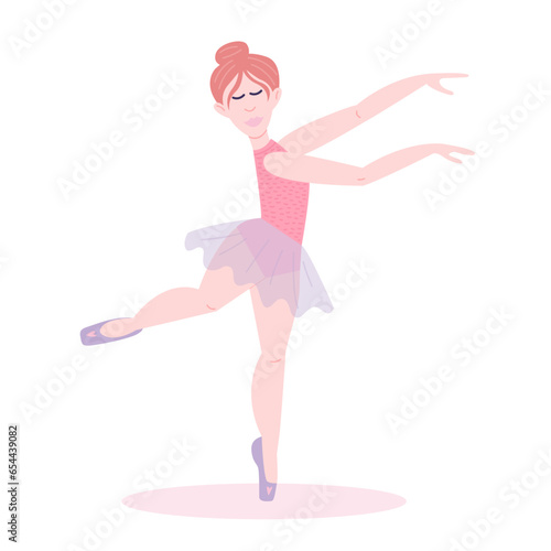 Balerina character vector illustration. Flat style ballet dancer vector.