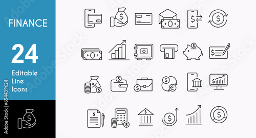 Accounting icon set. Containing financial statement, audit, financial report, invoice. Vector