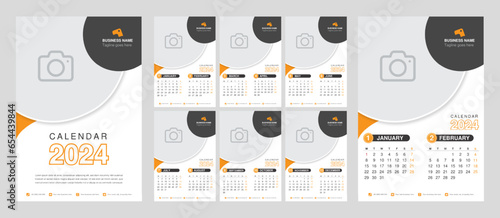 Wall calendar 2024 in minimalist style design template for business