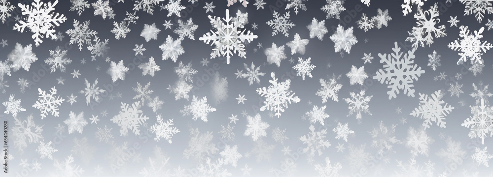 Christmas grey background with snow flakes