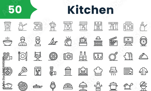Set of outline kitchen Icons. Vector icons collection for web design, mobile apps, infographics and ui