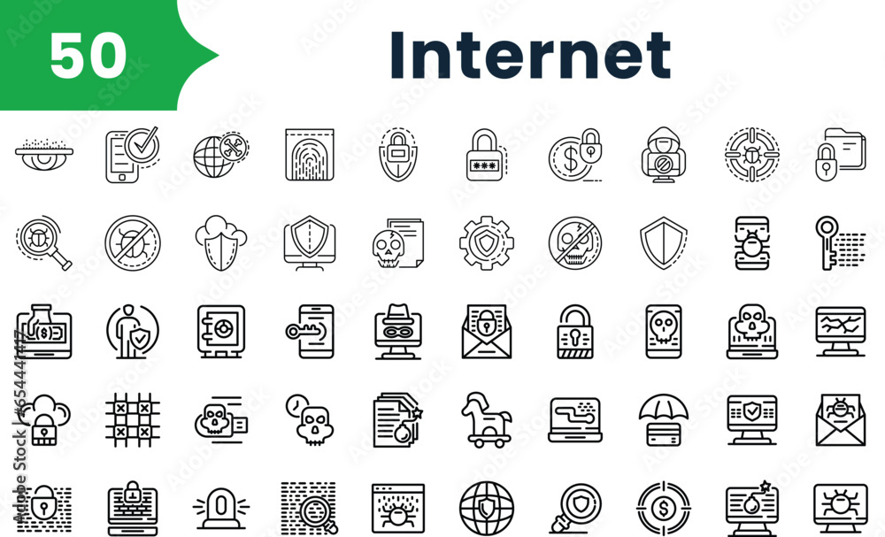 Set of outline internet Icons. Vector icons collection for web design, mobile apps, infographics and ui