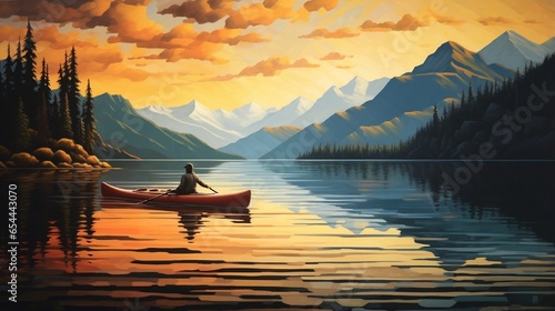 : A birthday kayak drifting in the gentle ripples of a secluded mountain lake.