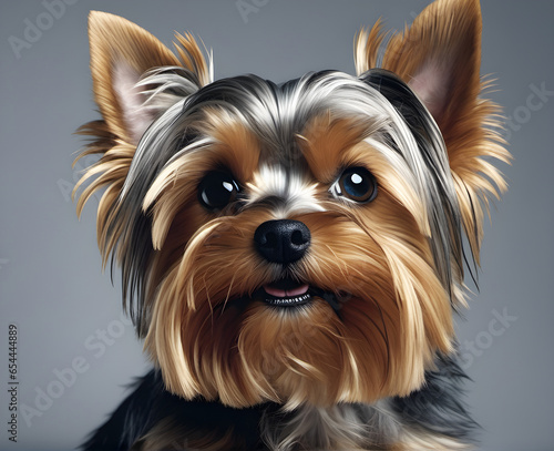 Captivating Charm: Close-up Portrait of a Yorkshire Terrier. Professional studio portrait of a yorkshire terrier dog. generative AI © EVISUAL