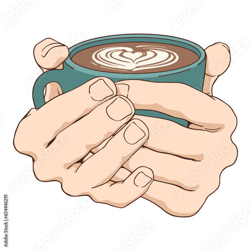 beautiful hand holding a cup of coffee